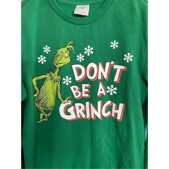 The grinch unisex don’t be a grinch, crewneck, green holiday sweatshirt, size sm - Picture 3 of 4